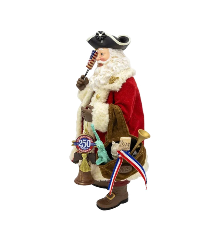 11 inch fabriche 250th anniversary of america musical santa figurine