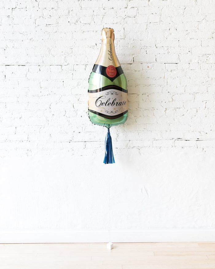39in Classic Champagne Bottle Foil Balloon and Navy Skirt