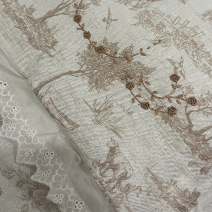 Agatha Taupe Toile de Jouy Bassinet Pad/Liner 2-piece set