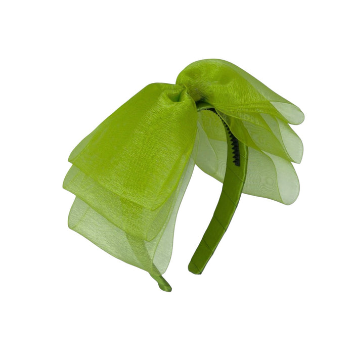 Allie Bow Apple Green Organza Headband