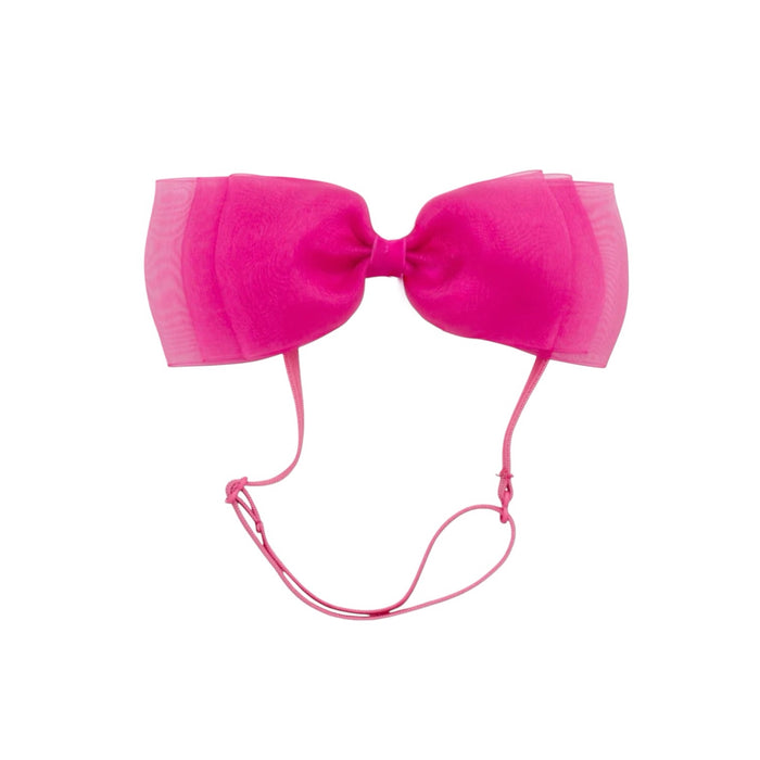 Allie Bow Hot Pink Organza Headband Wrap