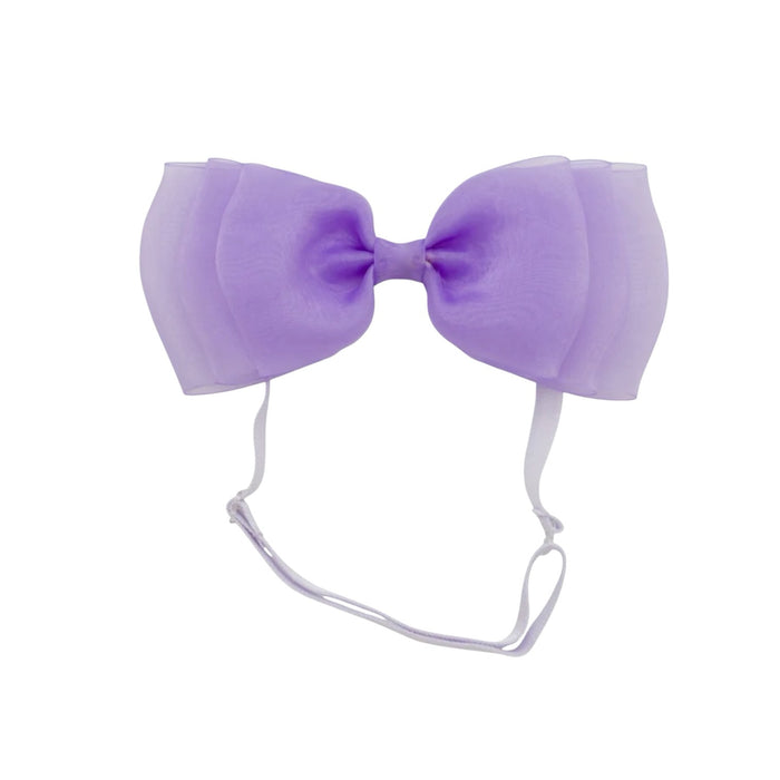 Allie Bow Purple Organza Headband Wrap
