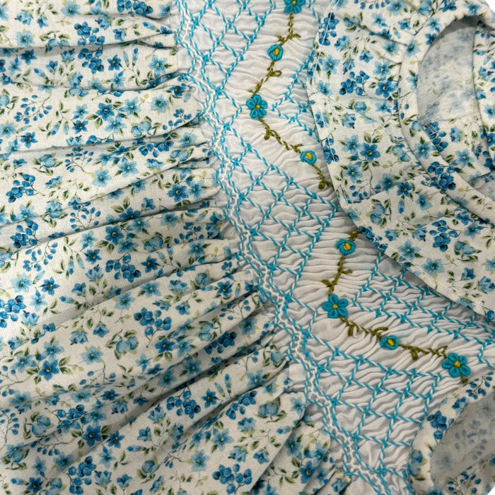 Andrezza Flowers Light Blue Sleeveless Handsmocked Girl Dress
