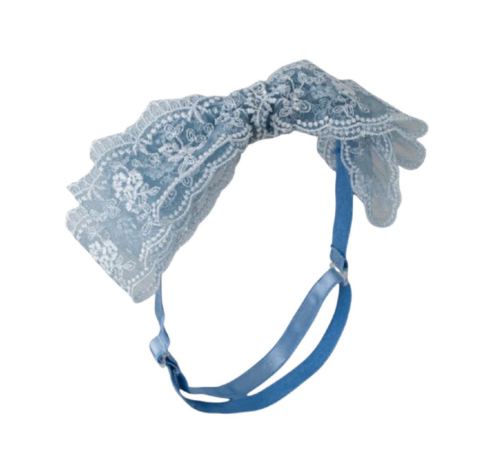 Blair Bow Dusty Blue Lace Headband Wrap