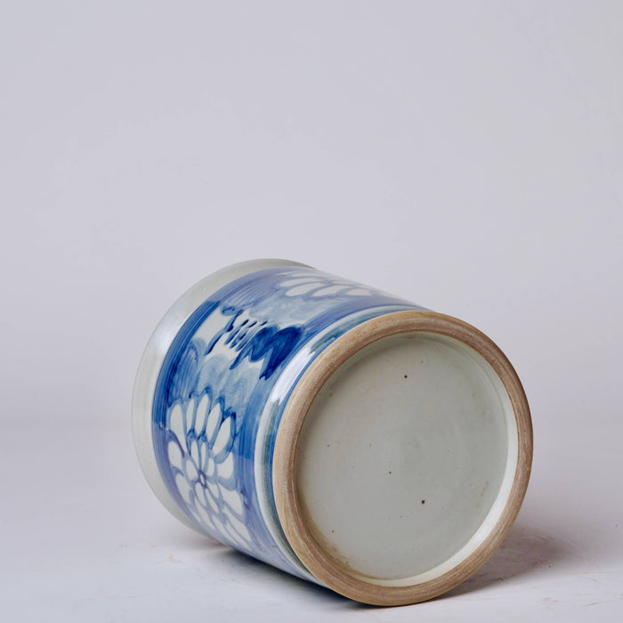 Blue and White Large Floral Cachepot
