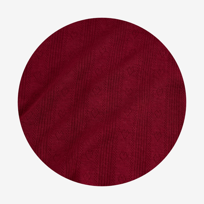 Burgundy Pointelle Lettuce Edge Shirt