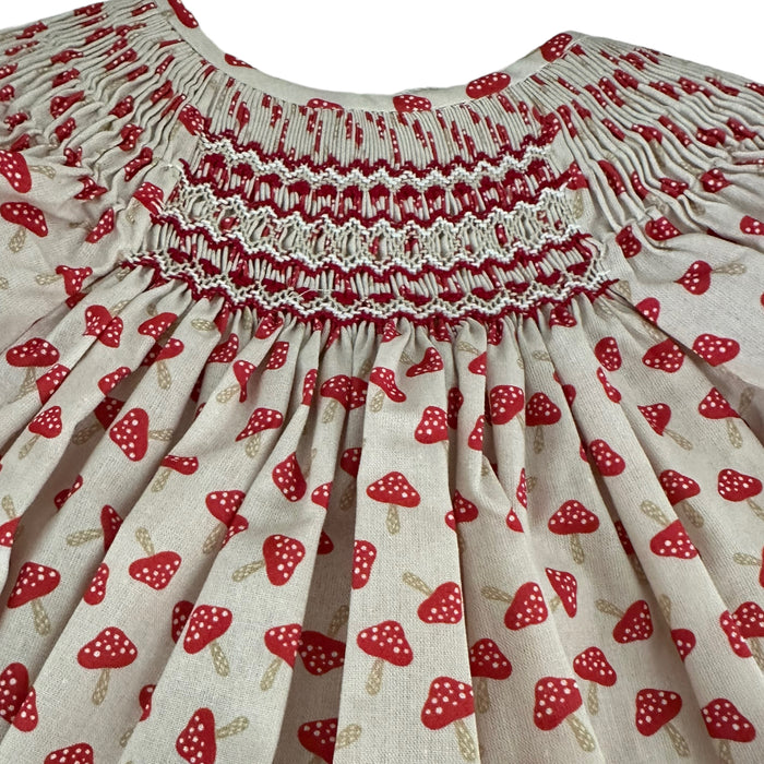 Claudia Handsmocked Mushrooms Red 2-Piece Set