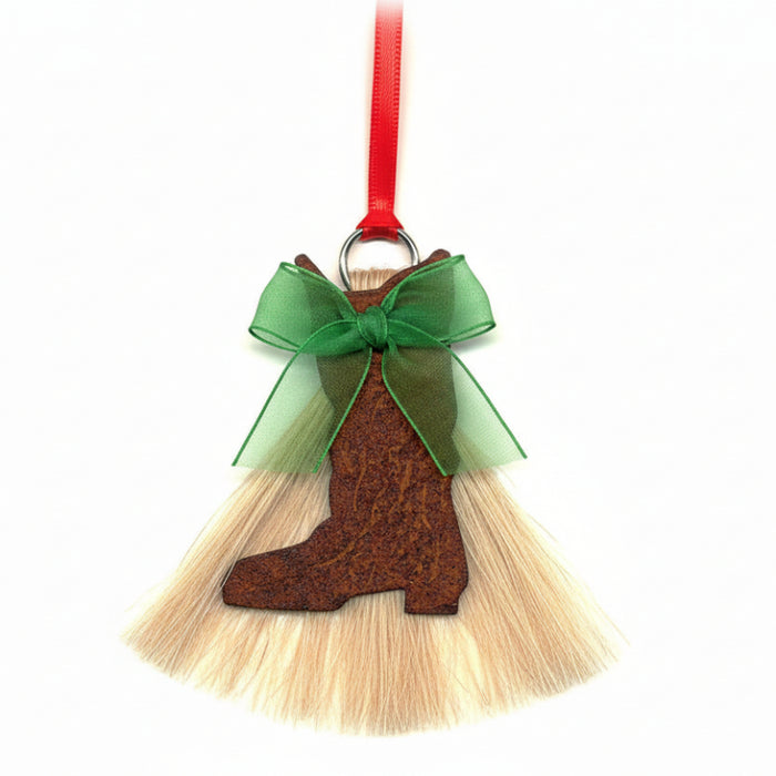 cowboy collectibles natural horse hair boot christmas ornament