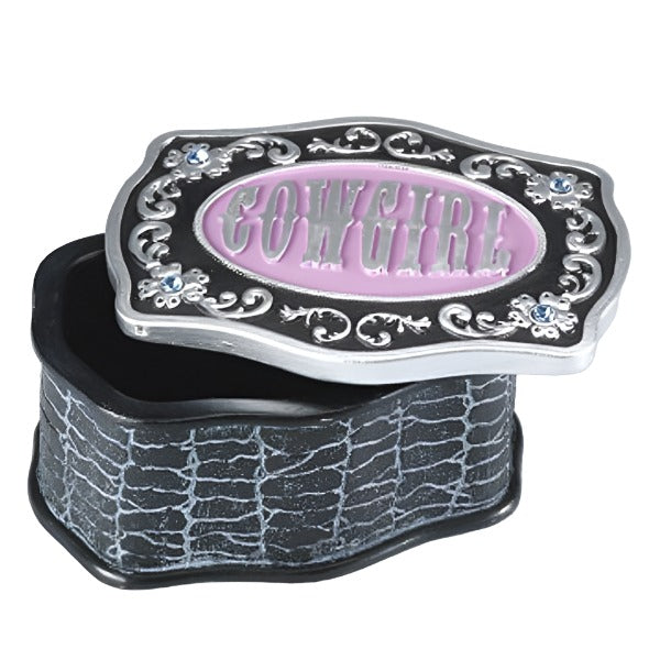 cowgirl pink rodeo buckle trinket box