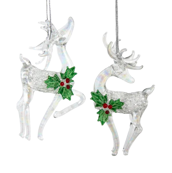 crystal deer ornaments set of 2