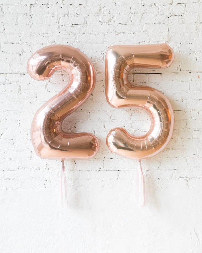 Custom 34in Rose Gold Foil Numbers with Mauve Skirt