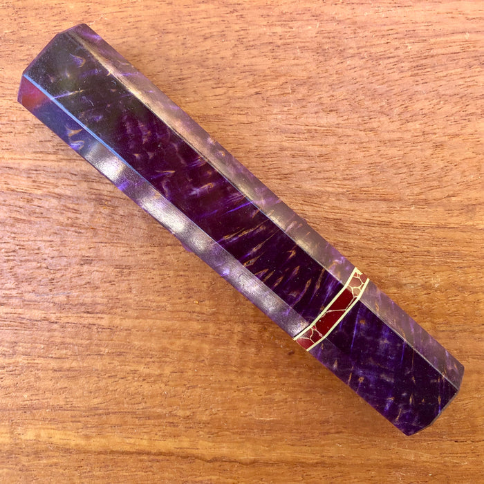 Custom Japanese Knife handle (wa handle) for 165-210mm : Violet dyed Karelian birch