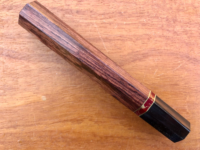 Custom Japanese Knife handle (wa handle) for 240mm - Honduran Rosewood, stone and horn