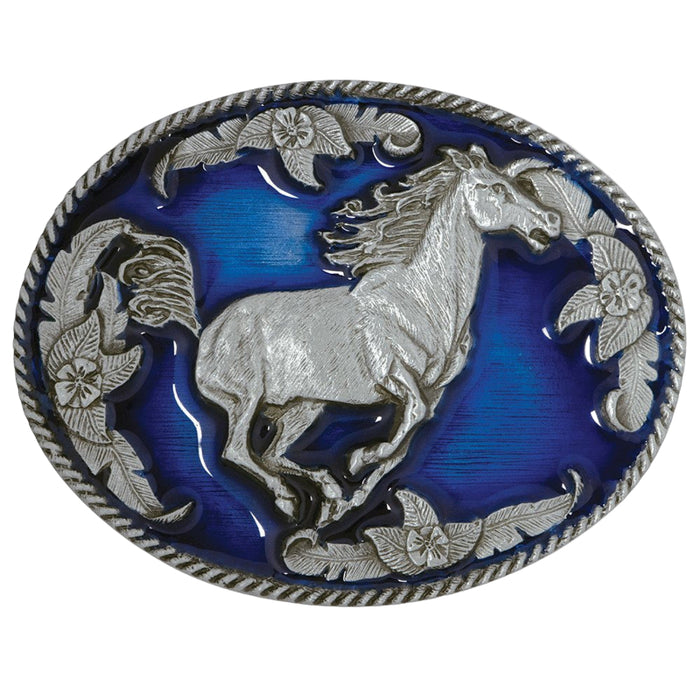 enamel galloping horse belt buckle