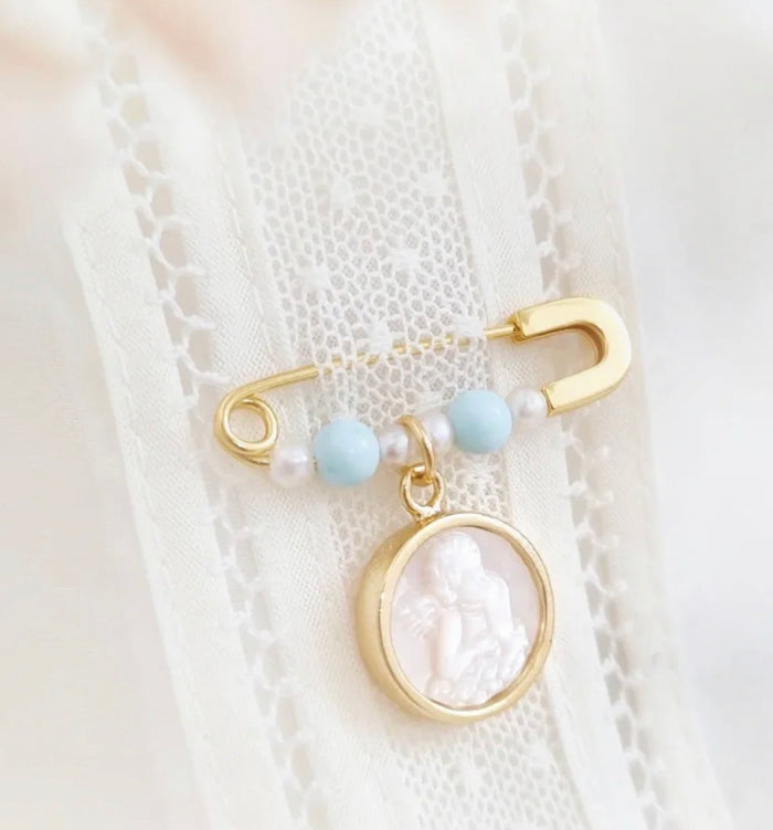 Guardian Angel Light Turquoise Baby Pin