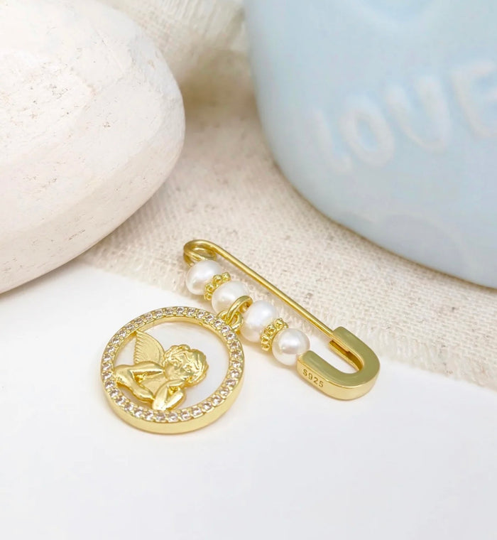 Guardian Angel Pearls Baby Pin