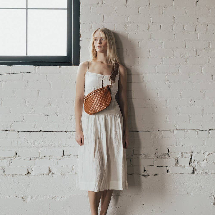 Keara Woven Crossbody Bag - Brown