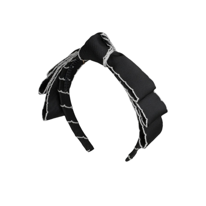 Knotted Blair Bow Black Moonstitch Headband Wrap