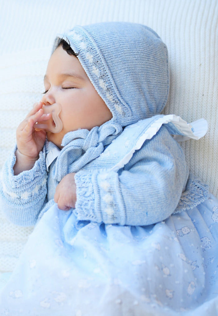 Lamb Light Blue Knitted Bonnet