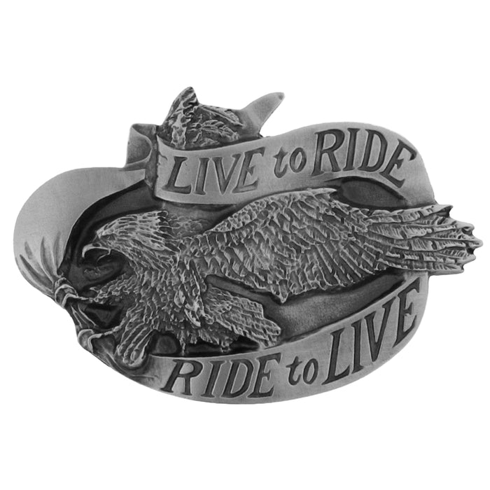 live to ride landing eagle pewter look belt buckle
