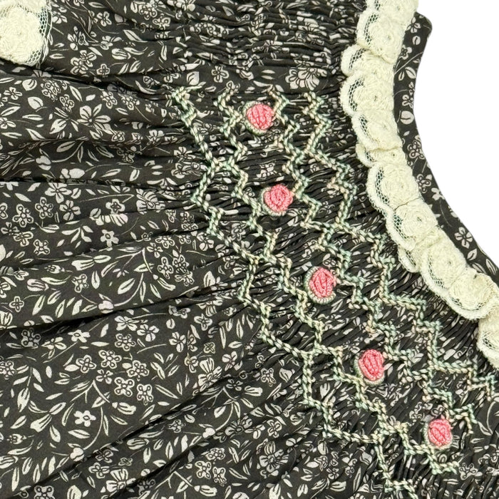 Maria Jose Black and Pink Handsmocked Dress