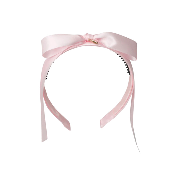 Mathilde Satin Bow Headband - Light Pink