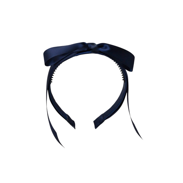 Mathilde Satin Bow Headband - Navy