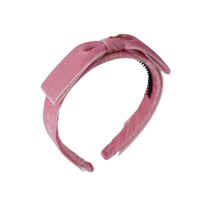 Mathilde Velvet Bow Headband - Dusty Pink