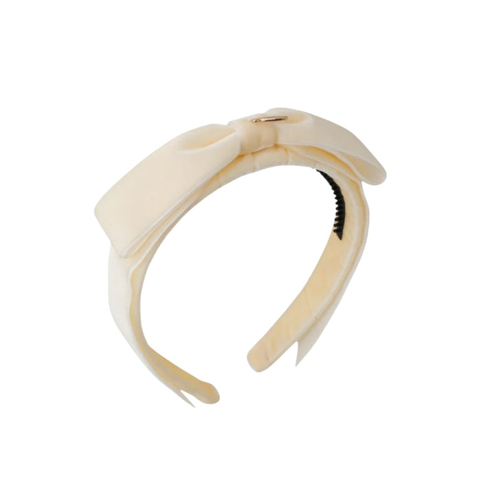 Mathilde Velvet Bow Headband - Ivory
