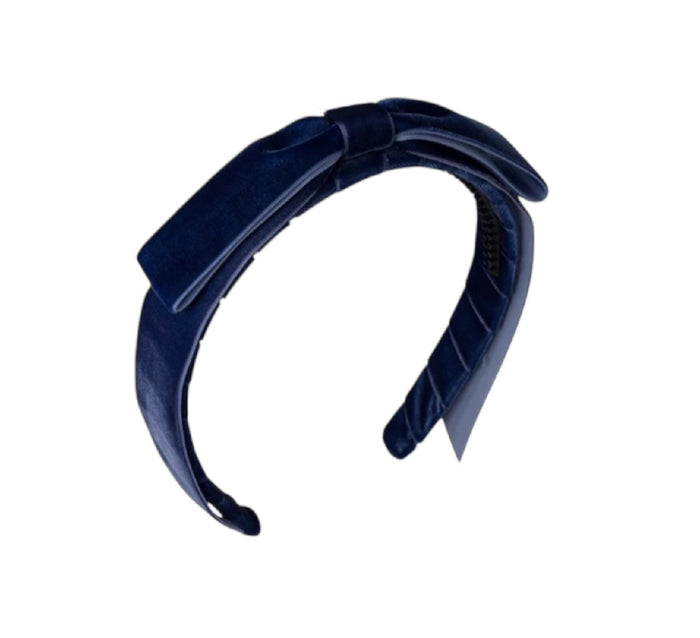 Mathilde Velvet Bow Headband - Navy