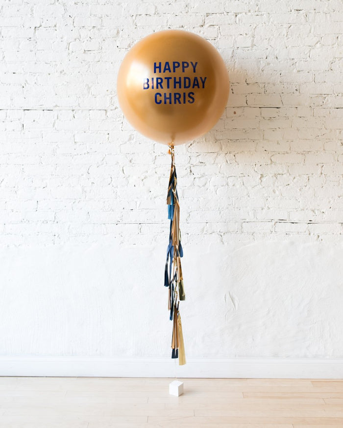 Midnight Copper - Personalized Happy Birthday Balloon with Tassel