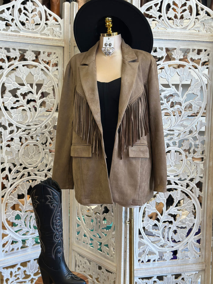 Oversized Fringe Coat- Stretchy, Estira