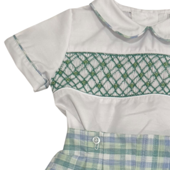 Paula Gingham Handsmocked Boy Set