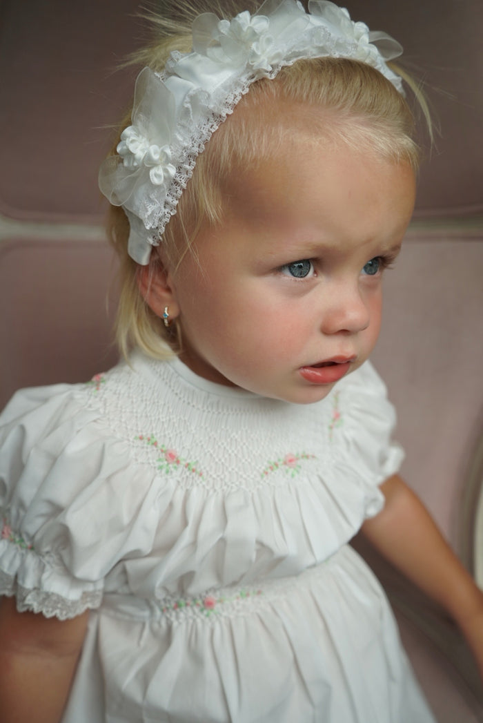 Pauli Organza White Handmade Flowers Headband