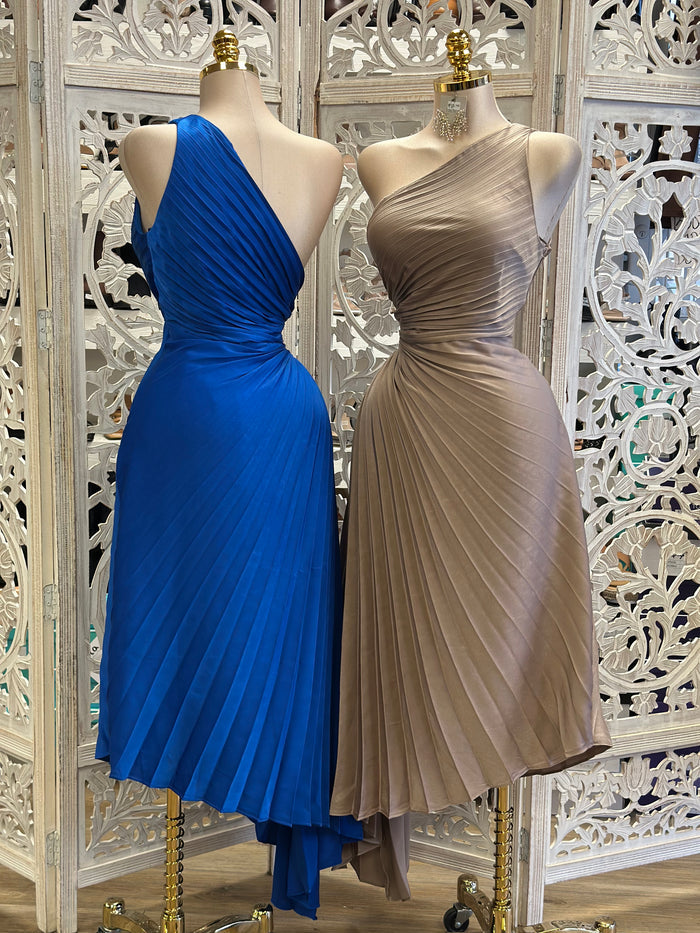 Pleated One Shoulder Dress- Don’t stretch