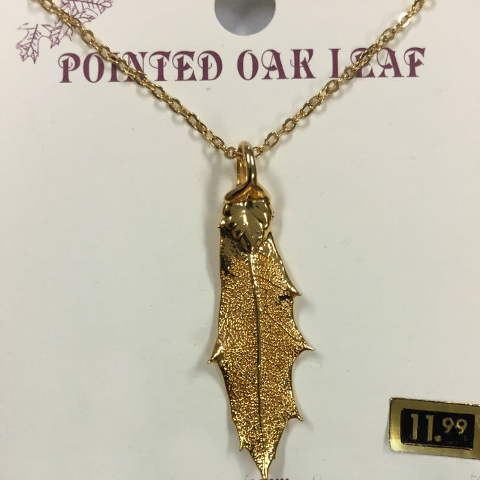 pointed oak gold leaf necklace