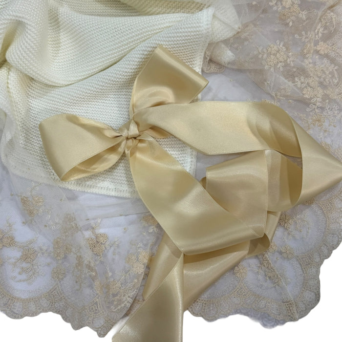 Portia Beige & Ivory Luxe Knitted Blanket