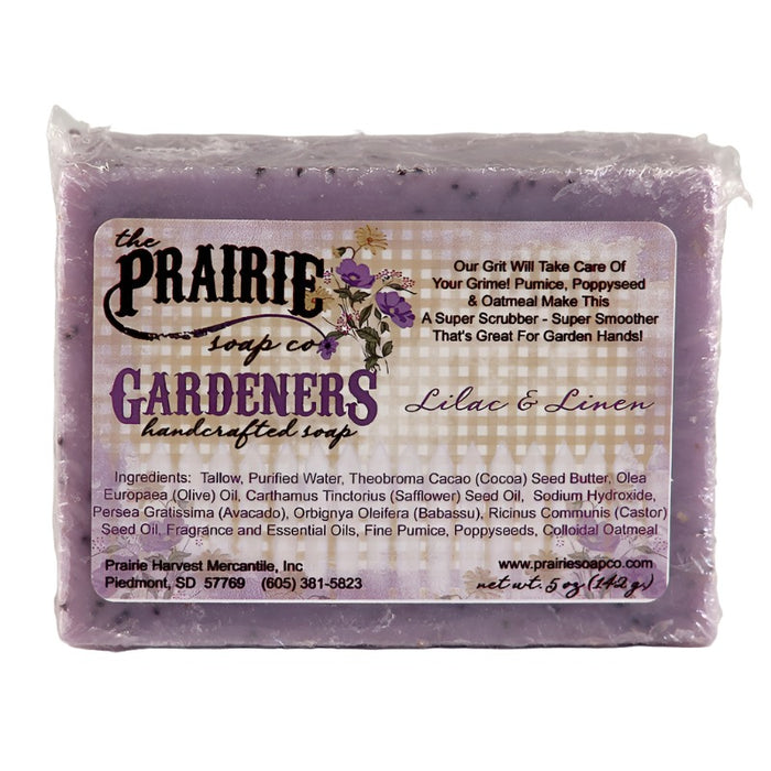 prairie soap co lilac & linen gardeners scrubby hand soap