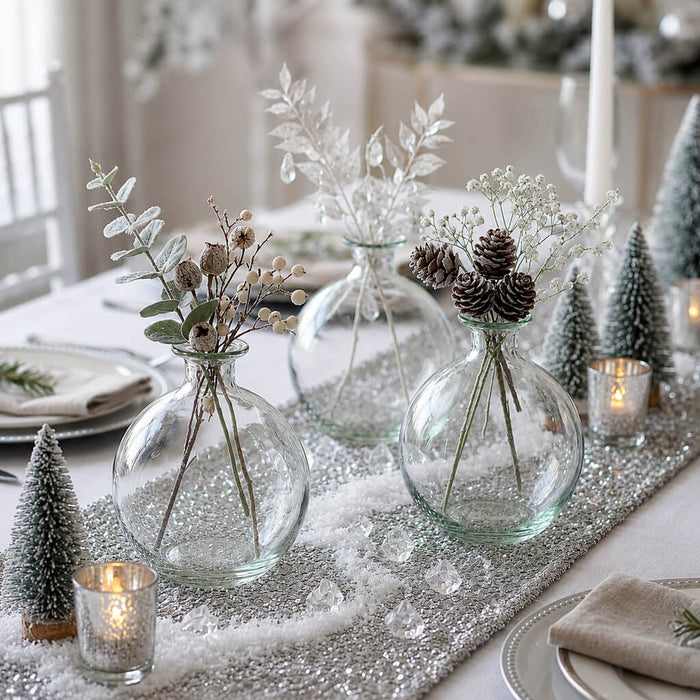 Jolie Vase set with winter-themed botanicals on a festive table