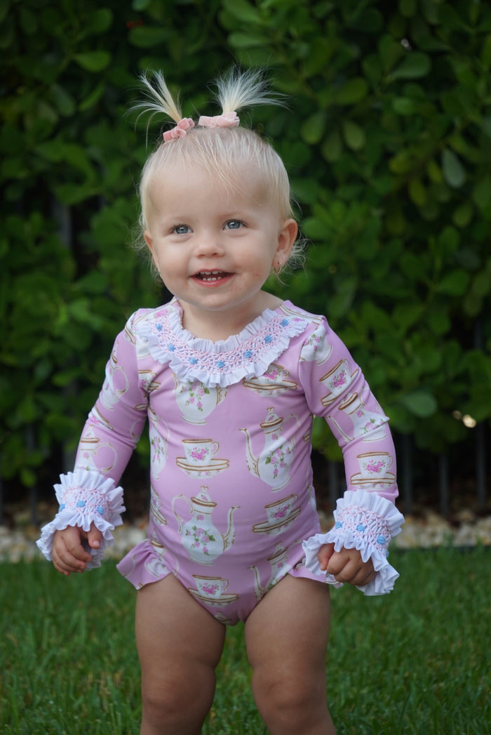 Sofia Tea Time Pink Handsmocked Rashguard