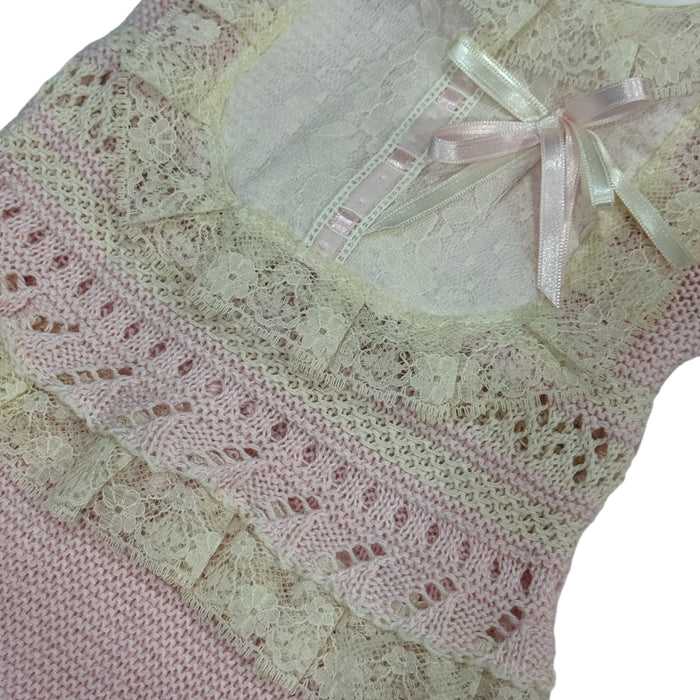 Stephania Sleeveless Luxe Pink/Ivory 4-piece Knitted Set