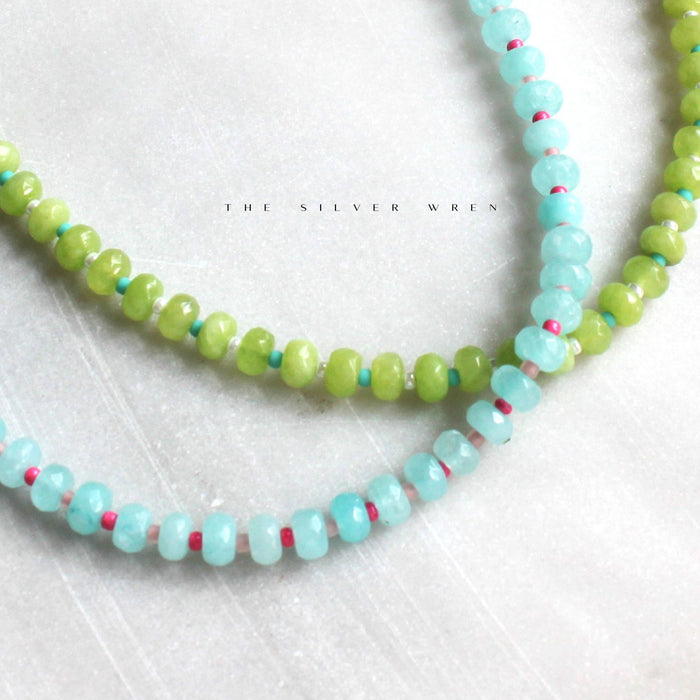 Stone Candy Beaded Necklace - Lime