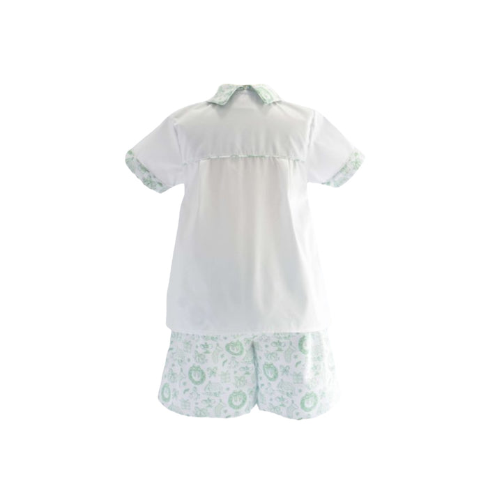Toile Fairytale Green Handsmocked Boy 2-Pc Set