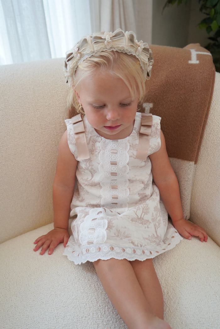 TPWC Taupe Organza Handmade Flowers Headband