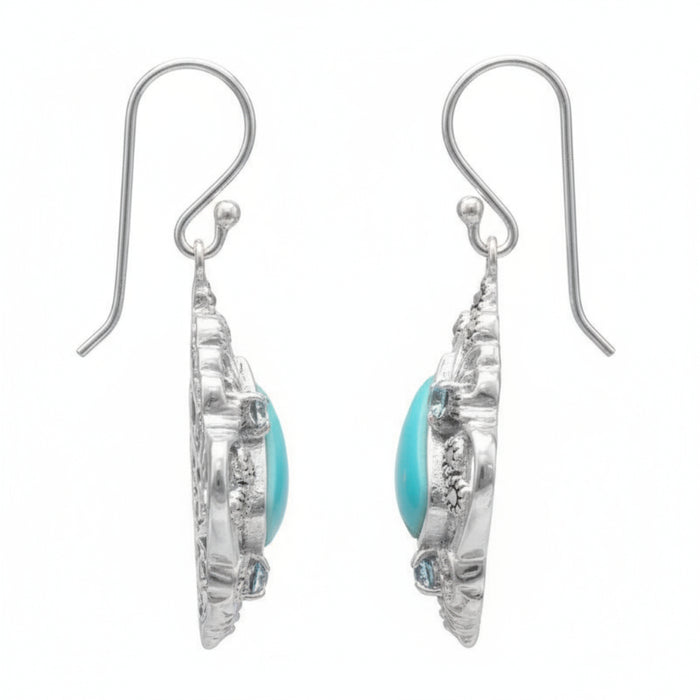 turquoise and blue topaz marcasite earrings