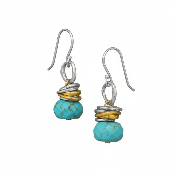 two tone turquoise drop earrings