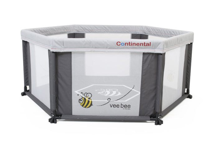 Hexagonal baby playpen in VeeBee Continental 6 Sided Play Yard Marble Grey for Toshi Baby
