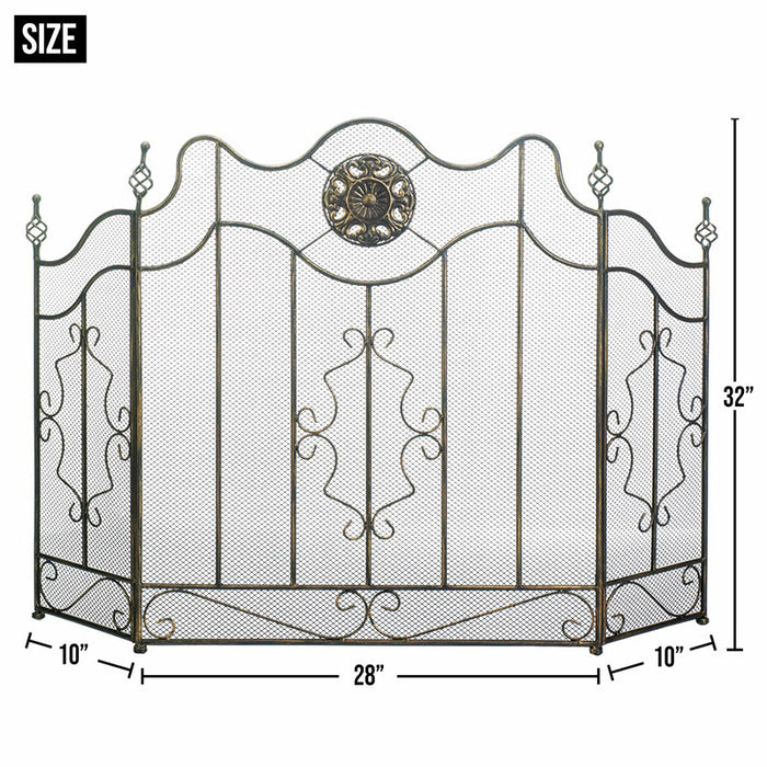 victorian black iron fireplace screen