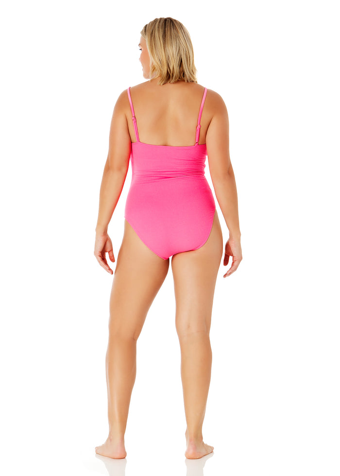 Womens' Live In Color Classic Lingerie Textured Maillot One Piece Swimsuit