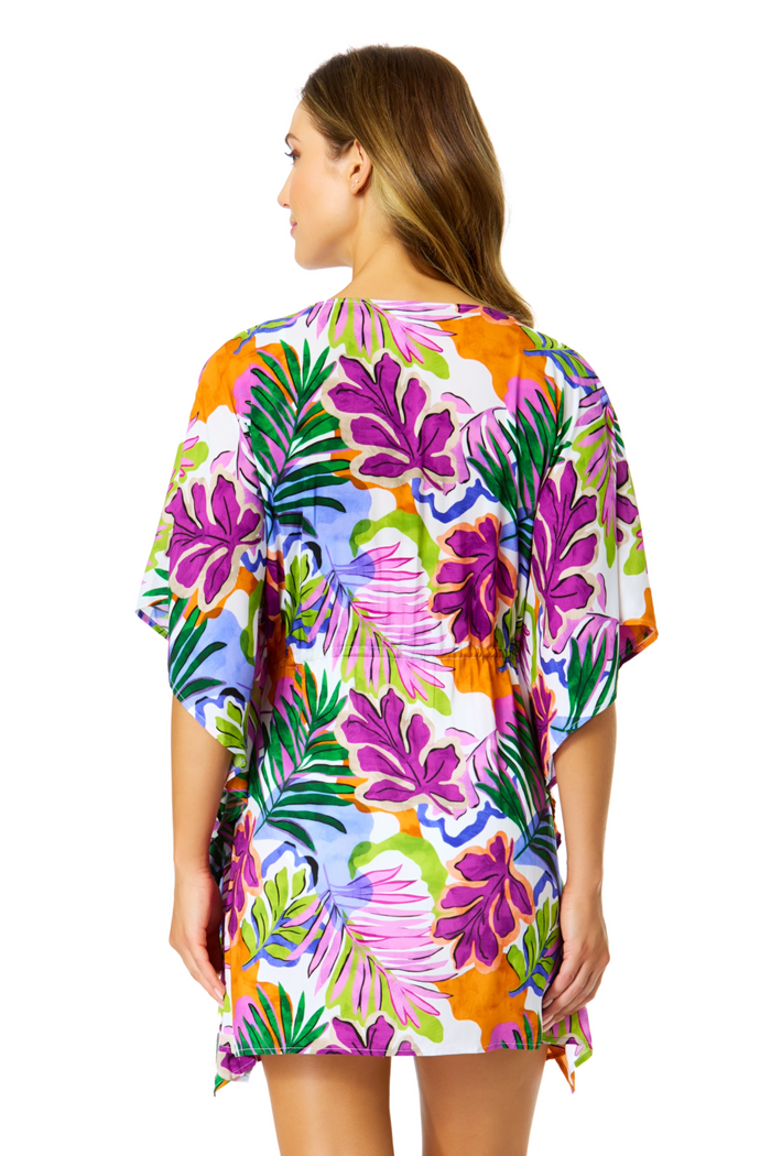 Women's Mod Tropical Tie Front Kaftan Swimsuit Cover Up